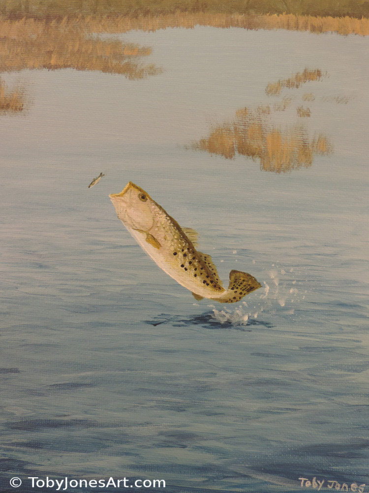 Sea Trout Jump painting