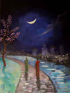 Another Moonlight Encounter acrylic on canvas 18 x 24 x 1.5" inches Sides painted Price: $1000